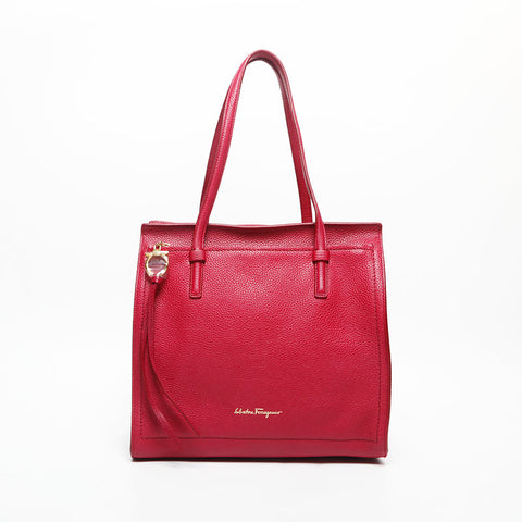 Salvatore Ferragamo Leather Tote Amy Shoulder Bag pink WS14723