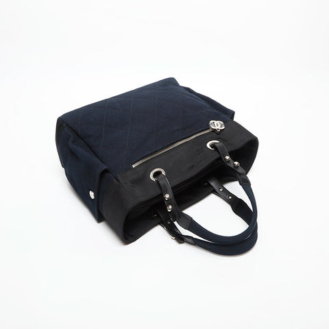 CHANEL 13th Paris Beer Ritz Canvas Handbag Navy WS14727