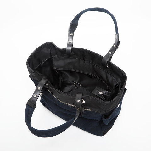 CHANEL 13th Paris Beer Ritz Canvas Handbag Navy WS14727