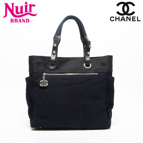 CHANEL 13th Paris Beer Ritz Canvas Handbag Navy WS14727