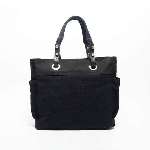 CHANEL 13th Paris Beer Ritz Canvas Handbag Navy WS14727