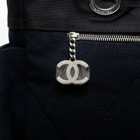 CHANEL 13th Paris Beer Ritz Canvas Handbag Navy WS14727
