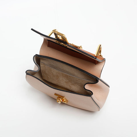 Chloe Mini Leather Drew Chain Shoulder Bag beige WS14729