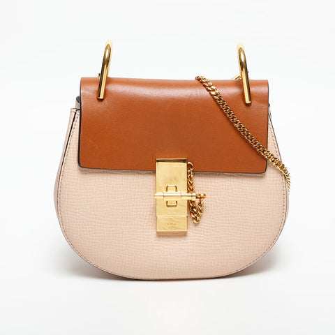 Chloe Mini Leather Drew Chain Shoulder Bag beige WS14729