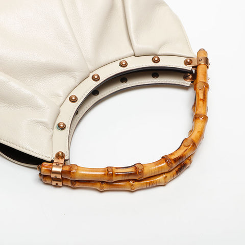 GUCCI Bamboo leather Handbag white WS14730