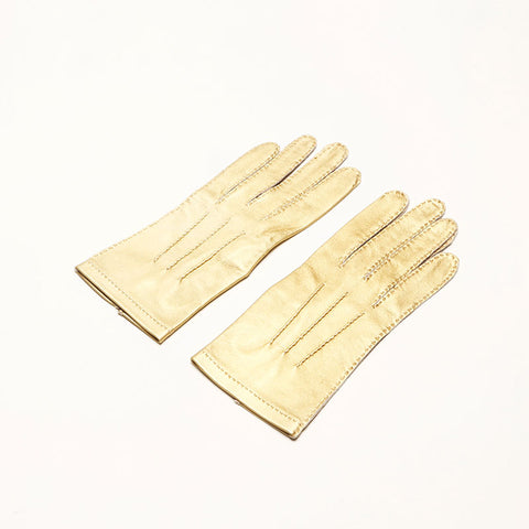 Chanel Coco Mark Lambskin Gloves Gold WS14734