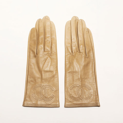 CHANEL COCO Mark Lambskin gloves beige WS14735