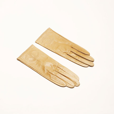 CHANEL COCO Mark Lambskin gloves beige WS14735