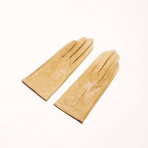 CHANEL COCO Mark Lambskin gloves beige WS14735