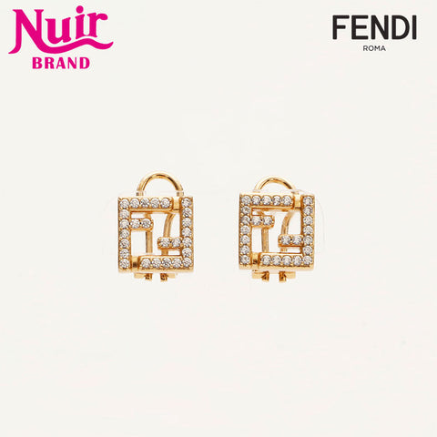 FENDI FF logo rhinestone Pierce gold WS14739