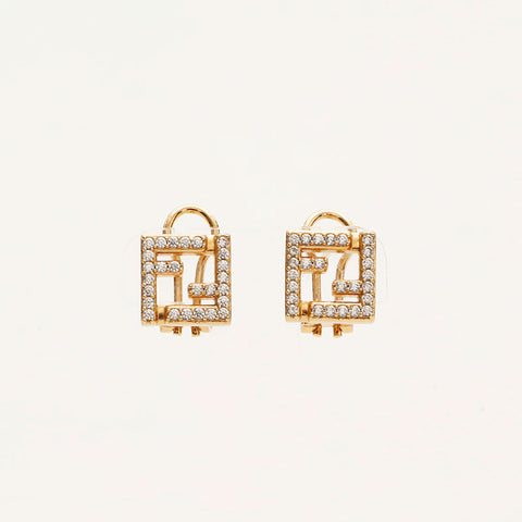 FENDI FF logo rhinestone Pierce gold WS14739