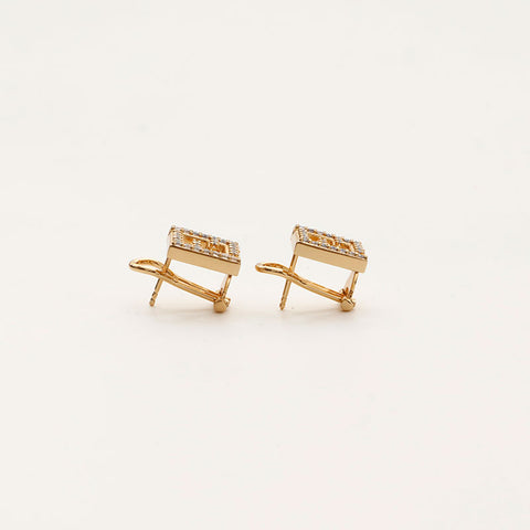 FENDI FF logo rhinestone Pierce gold WS14739