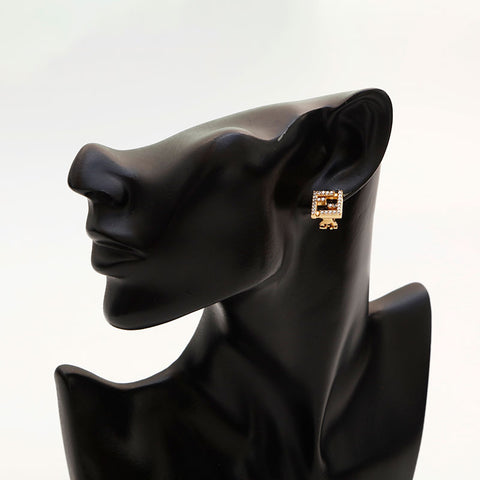 フェンディ FENDI FFロゴ ラインストーン ピアス ゴールド WS14739