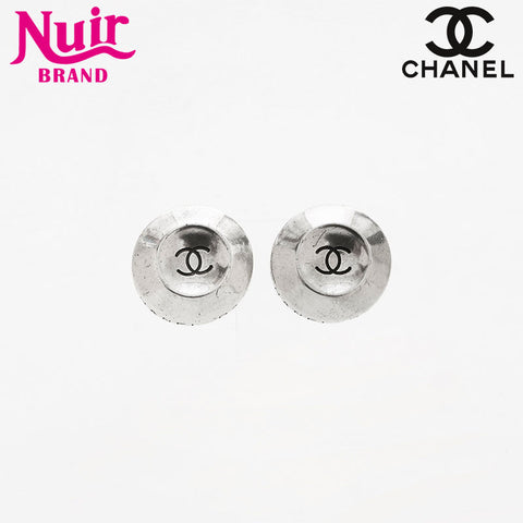 CHANEL 96P 1996 COCO Mark Round Earring Silver WS14741