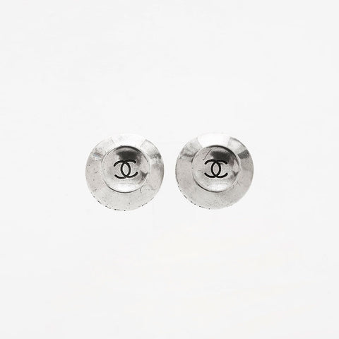 CHANEL 96P 1996 COCO Mark Round Earring Silver WS14741
