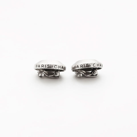 CHANEL 96P 1996 COCO Mark Round Earring Silver WS14741