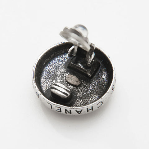 CHANEL 96P 1996 COCO Mark Round Earring Silver WS14741