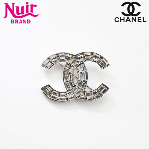 シャネル CHANEL 2001年 ココマーク ラインストーン ブローチ シルバー WS14742