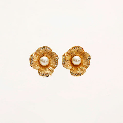 Christian Dior Flower motif Earring gold WS14748