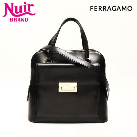 Salvatore Ferragamo Leather 2way Handbag black WS14753