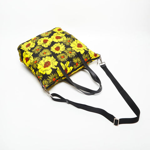PRADA Flower print yellow nylon Shoulder Bag yellow WS14755