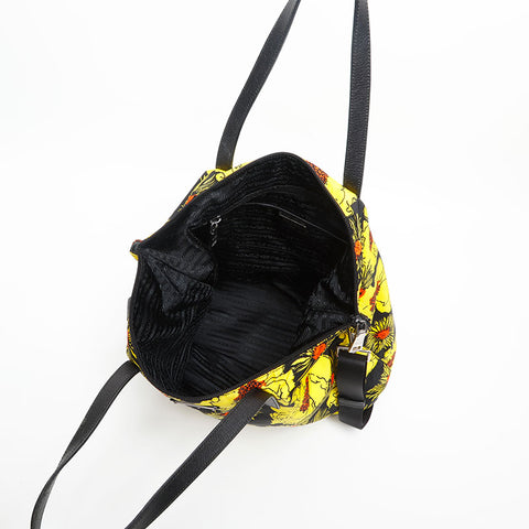 PRADA Flower print yellow nylon Shoulder Bag yellow WS14755