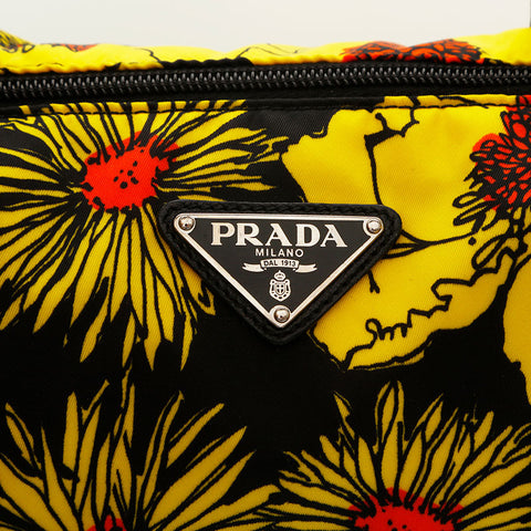 PRADA Flower print yellow nylon Shoulder Bag yellow WS14755