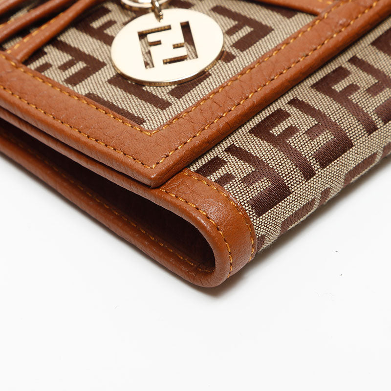 フェンディ FENDI ズッキーノ キャンバス 三つ折り財布 ブラウン