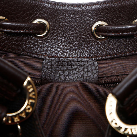 ブルガリ BVLGARI キャンバス ロゴマニア ハンドバッグ ブラウン WS14764