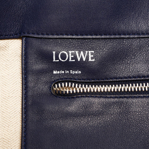 Loewe Leather Anagram East West Tote Bag Navy WS14765