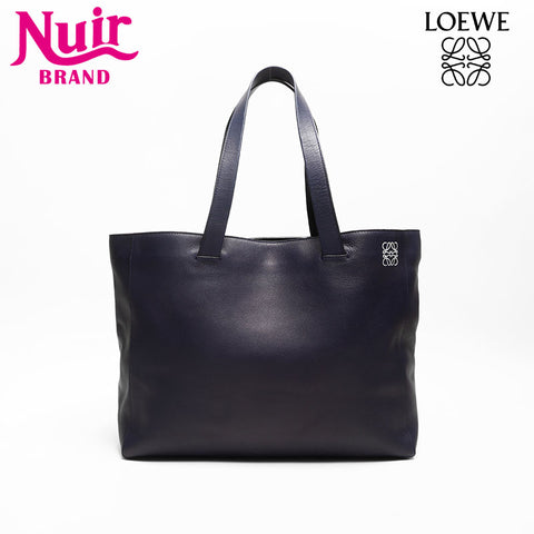 Loewe Leather Anagram East West Tote Bag Navy WS14765