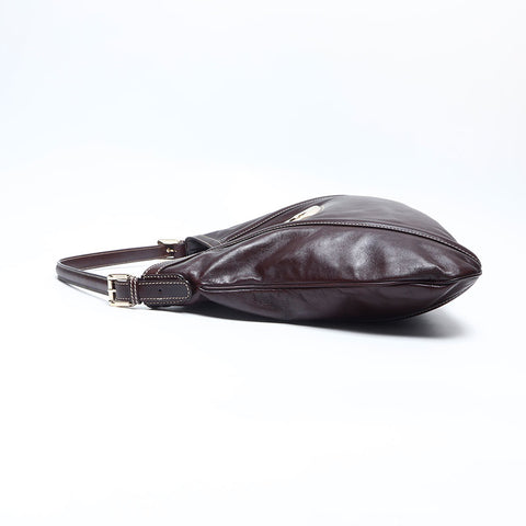GUCCI Leather Interlocking Shoulder Bag Brown WS14768