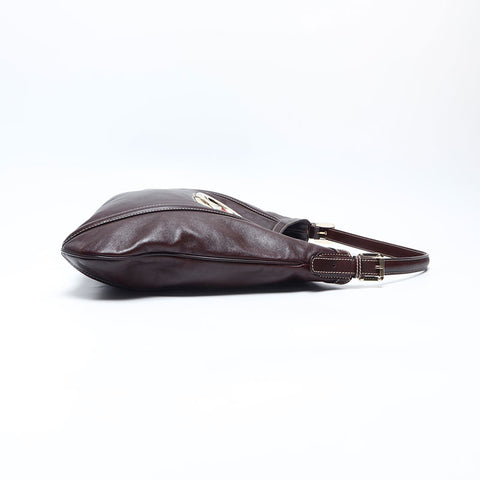 GUCCI Leather Interlocking Shoulder Bag Brown WS14768