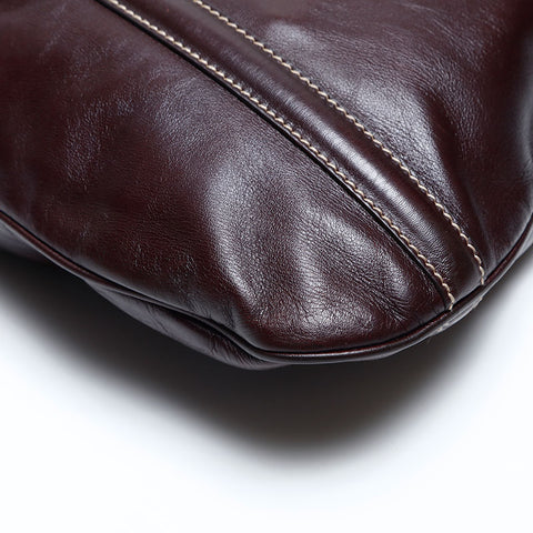 GUCCI Leather Interlocking Shoulder Bag Brown WS14768