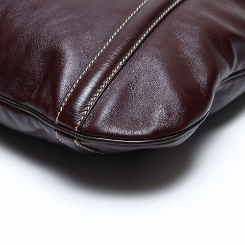 GUCCI Leather Interlocking Shoulder Bag Brown WS14768