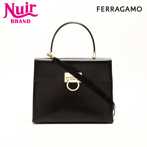 Salvatore Ferragamo Leather Gancini à 2 voies Black WS14769