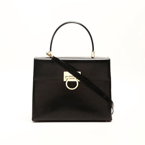 Salvatore Ferragamo Leather Gancini à 2 voies Black WS14769
