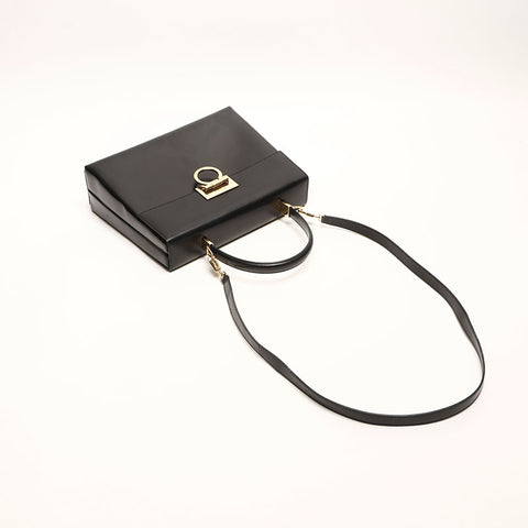 Salvatore Ferragamo Leather Gancini à 2 voies Black WS14769