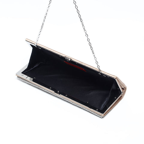 ヴァレンティノ VALENTINO サテン ビジュー チェーン クラッチ ショルダーバッグ ベージュ WS14774