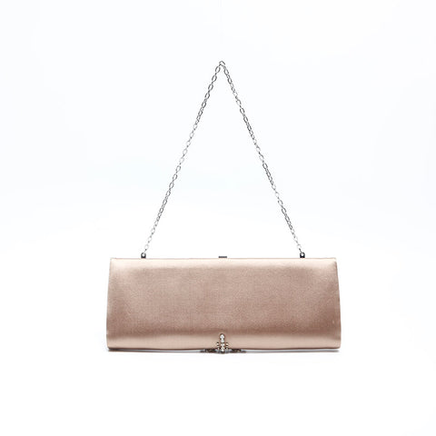 ヴァレンティノ VALENTINO サテン ビジュー チェーン クラッチ ショルダーバッグ ベージュ WS14774