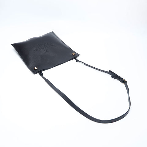 VALENTINO Logo embossed leather Shoulder Bag black WS14775
