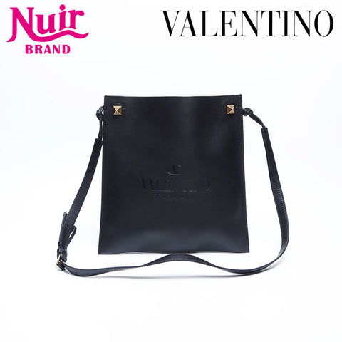 VALENTINO Logo embossed leather Shoulder Bag black WS14775