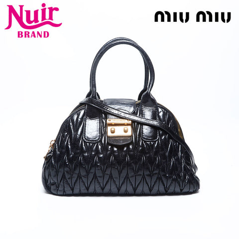 Miu Miu Matelasse Leather Rock 2way Handbag black WS14776