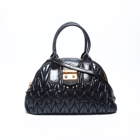 Miu Miu Matelasse Leather Rock 2way Handbag black WS14776