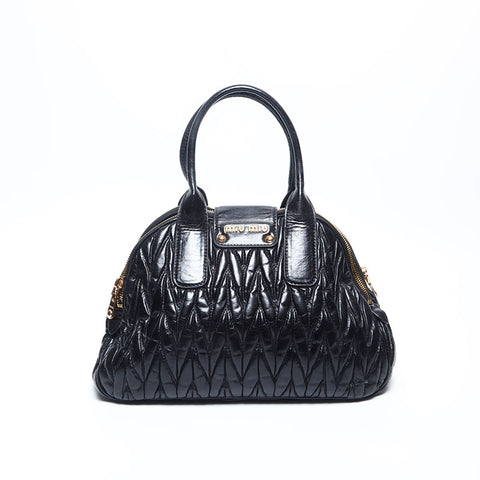 Miu Miu Matelasse Leather Rock 2way Handbag black WS14776