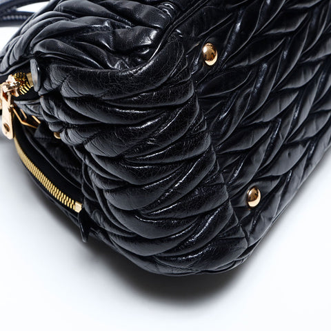 Miu Miu Matelasse Leather Rock 2way Handbag black WS14776