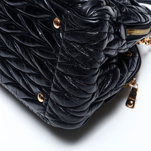 Miu Miu Matelasse Leather Rock 2way Handbag black WS14776