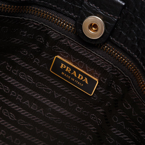 PRADA Canvas leather Handbag Brown WS14779