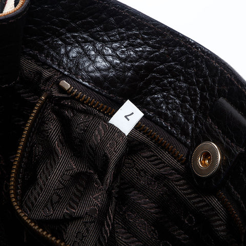 PRADA Canvas leather Handbag Brown WS14779