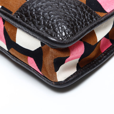 極美品 プラダ PRADA キャンバス レザー ハンドバッグ ブラウン WS14779